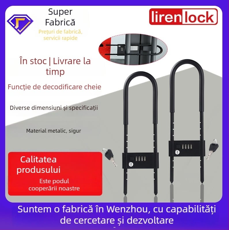 Încuietoare pentru uși din sticlă cu cod de parolă și decodare, anti-furt pentru magazine, extinsă pentru uși duble, anti-tăiere