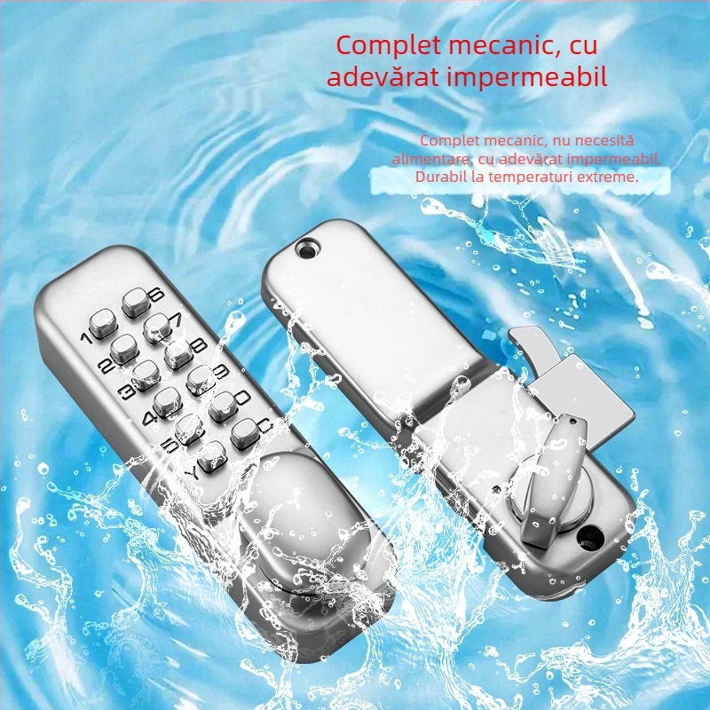 Încuietoare mecanică cu combinație pentru uși glisante – bucătărie și balcon, din aliaj de aluminiu și lemn, pentru interior și exterior
