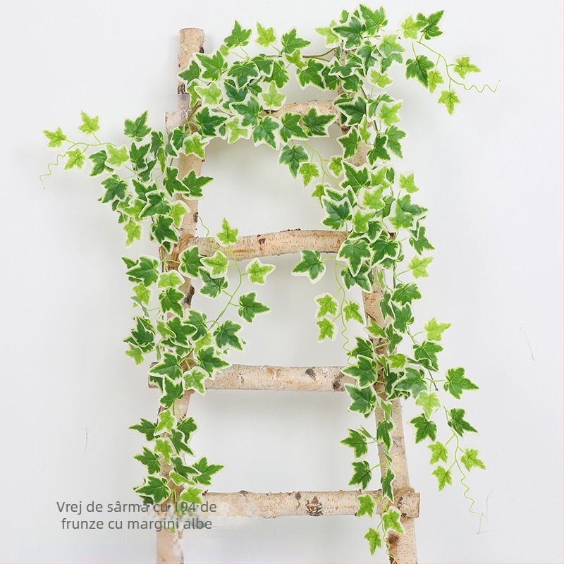 Frunze artificiale de pothos, viță verde decorativă din plastic pentru înfășurarea conductelor de apă