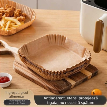 Hârtie pentru Air Fryer, groasă, antiaderentă, rezistentă la ulei și apă, fără spălare, protecție pentru oale de gătit acasă
