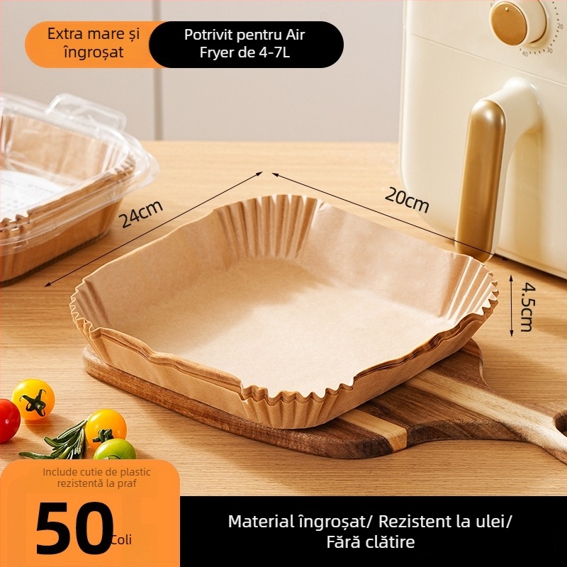 Hârtie pentru Air Fryer, groasă, antiaderentă, rezistentă la ulei și apă, fără spălare, protecție pentru oale de gătit acasă