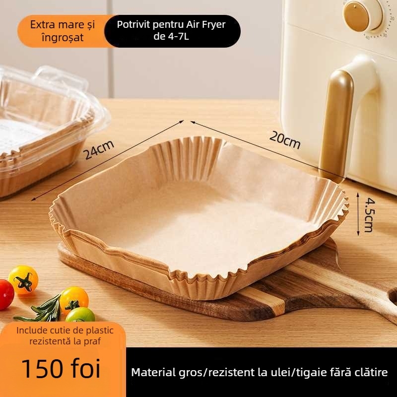 Hârtie pentru Air Fryer, groasă, antiaderentă, rezistentă la ulei și apă, fără spălare, protecție pentru oale de gătit acasă