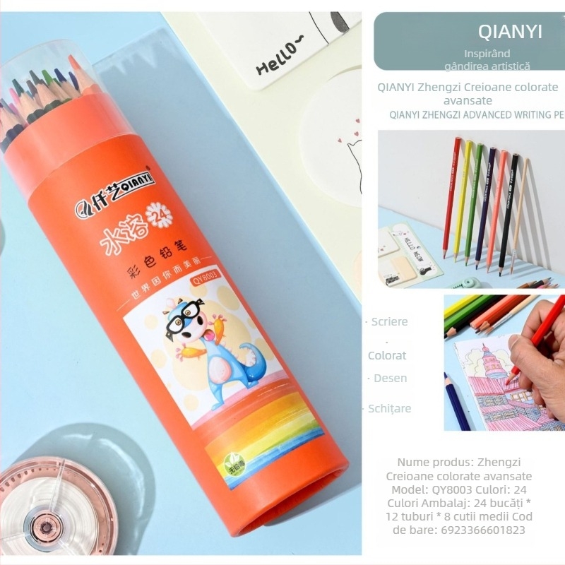 Creioane colorate solubile în apă cu pensulă, set în tub pentru elevi, creioane colorate pentru desen
