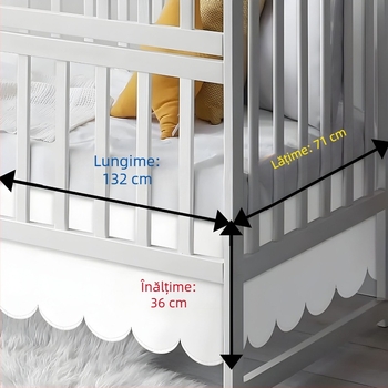 Cuvertură pentru pătuț de bebe cu deschidere în formă de ventilator, fustă de pat anti-praf, material Peach-Skin, stil Prințesă modern