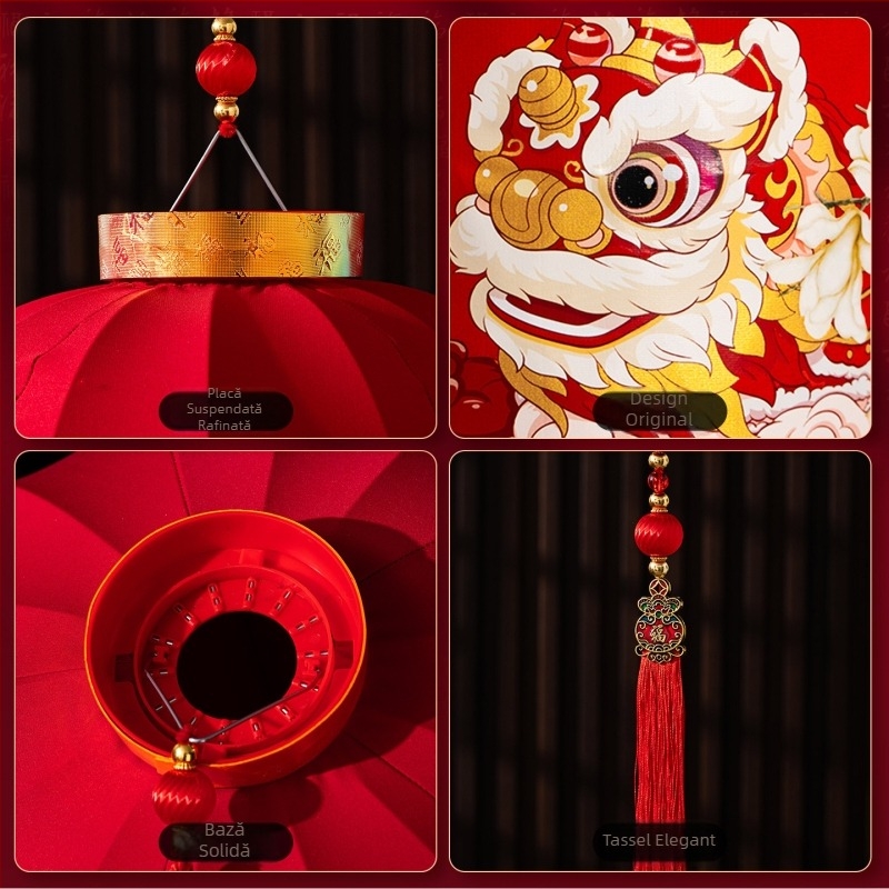 2026 Felinare roșii mari, în stil chinezesc, decor pentru Anul Nou, LED pentru ușă și balcon, pereche