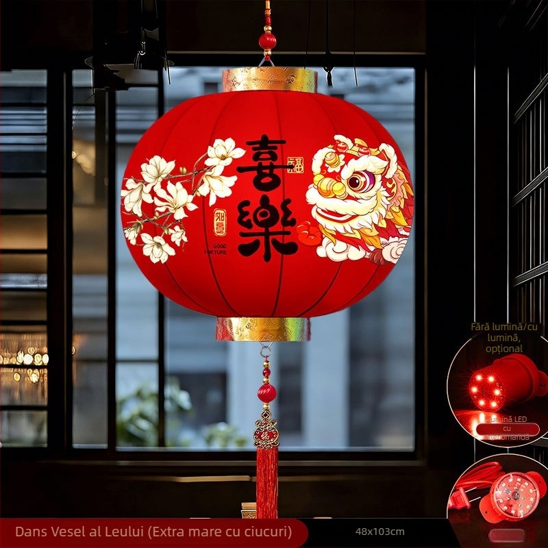 2026 Felinare roșii mari, în stil chinezesc, decor pentru Anul Nou, LED pentru ușă și balcon, pereche