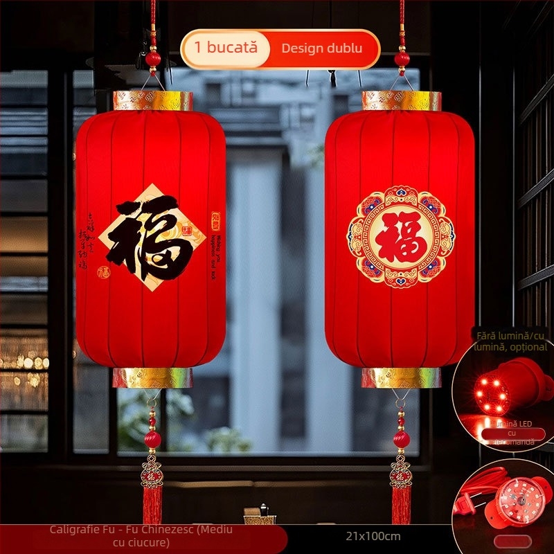 2026 Felinare roșii mari, în stil chinezesc, decor pentru Anul Nou, LED pentru ușă și balcon, pereche