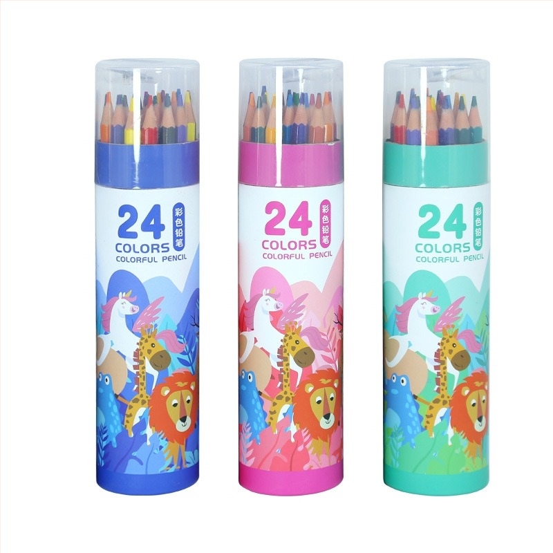 Creioane colorate pe bază de ulei pentru elevi din clasa I, creioane fără lemn pentru desen, set de papetărie cu personaje de desene animate