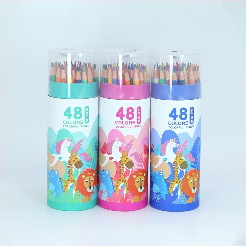 Creioane colorate pe bază de ulei pentru elevi din clasa I, creioane fără lemn pentru desen, set de papetărie cu personaje de desene animate