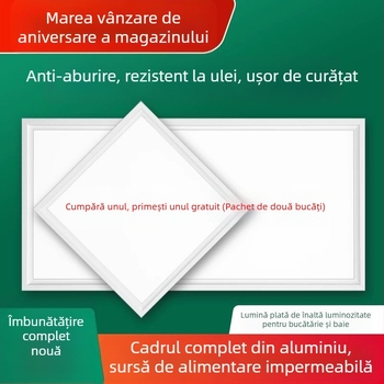 Panou LED încastrat în tavan 300x300 mm, panou plat pentru bucătărie și baie, iluminare încastrată în tavan, panou din aluminiu