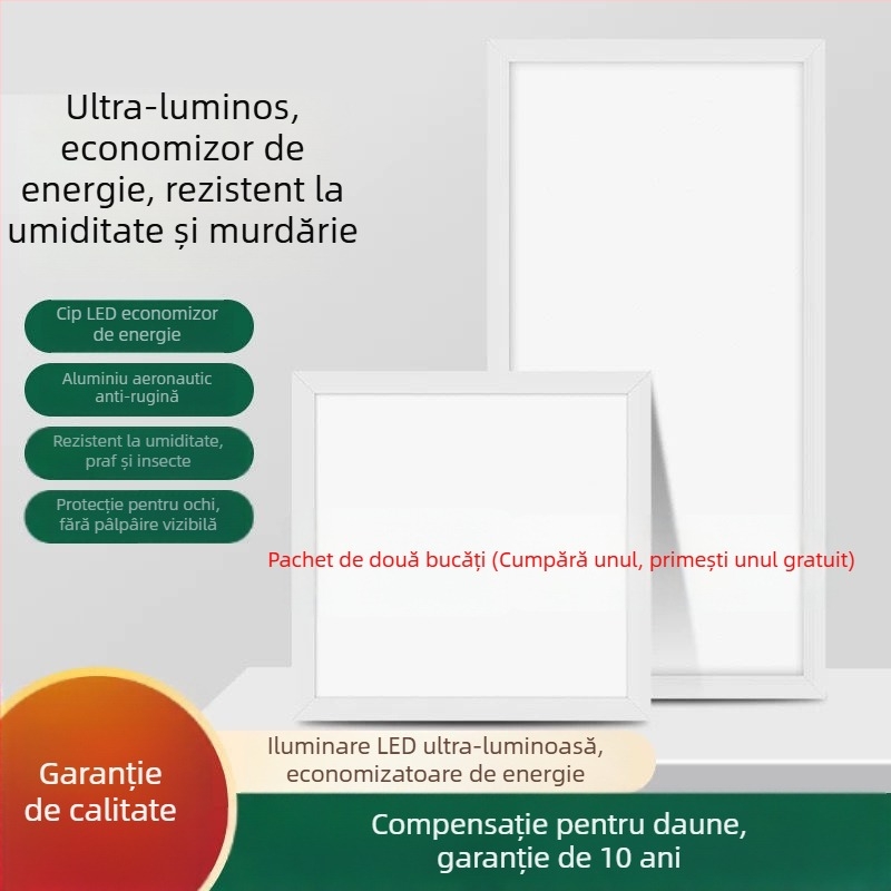 Panou LED încastrat în tavan 300x300 mm, panou plat pentru bucătărie și baie, iluminare încastrată în tavan, panou din aluminiu