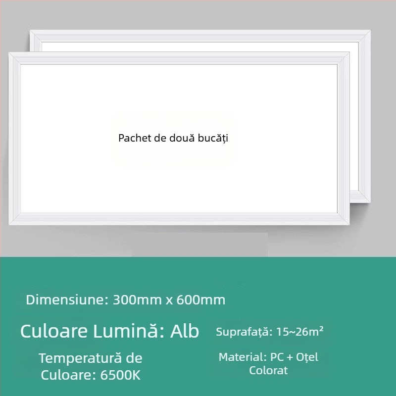 Panou LED încastrat în tavan 300x300 mm, panou plat pentru bucătărie și baie, iluminare încastrată în tavan, panou din aluminiu