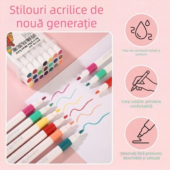 Markeri acrili noi cu găleată portabilă pentru arta copiilor – markeri de acuarelă, desen manual, DIY, lavabil
