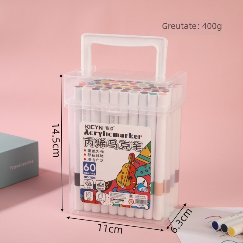 Markeri acrili noi cu găleată portabilă pentru arta copiilor – markeri de acuarelă, desen manual, DIY, lavabil