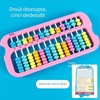 Abac pentru elevi de la clasa I–IV, 13 niveluri pentru calcul mental cu mărgele, dezvoltare a inteligenței, instrument didactic de matematică (adunare și scădere)