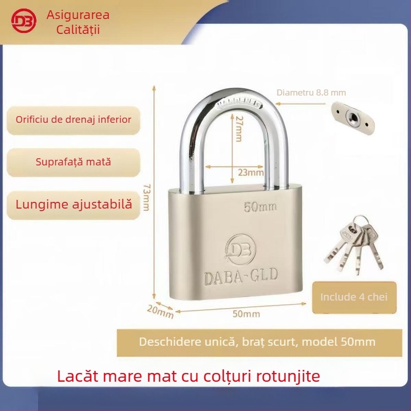 Yaguang lacăt rotund de 50 mm, încuietoare exterioară universală, rezistentă la ploaie și la rugină, pentru uși de cămin