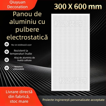 Panou perforat din aluminiu cu vopsea pulbere, 300x600, pentru plafoanele din bucătărie, baie și balcon
