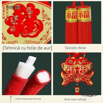 Pandantiv mare cu nod chinezesc pentru sufragerie, cu simbolul norocului, pește și motive de festival chinezesc, decor de interior de lux pentru noul cămin
