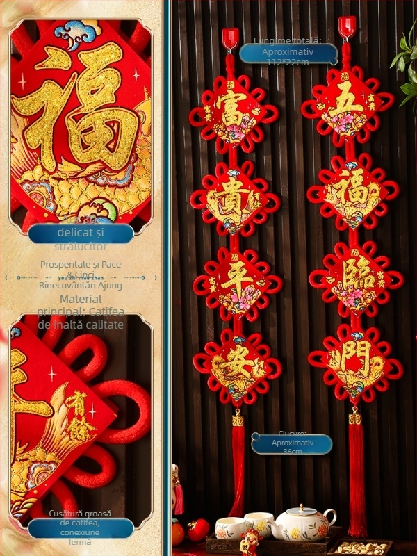 Pandantiv mare cu nod chinezesc pentru sufragerie, cu simbolul norocului, pește și motive de festival chinezesc, decor de interior de lux pentru noul cămin