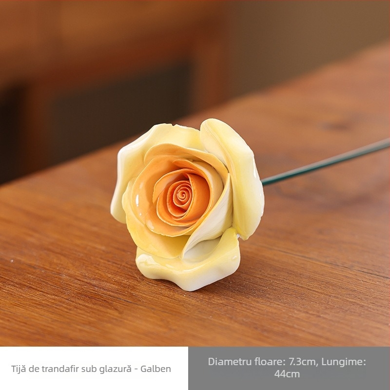 Buchet ceramic de trandafiri, flori artificiale, piesă decorativă pentru masă de living