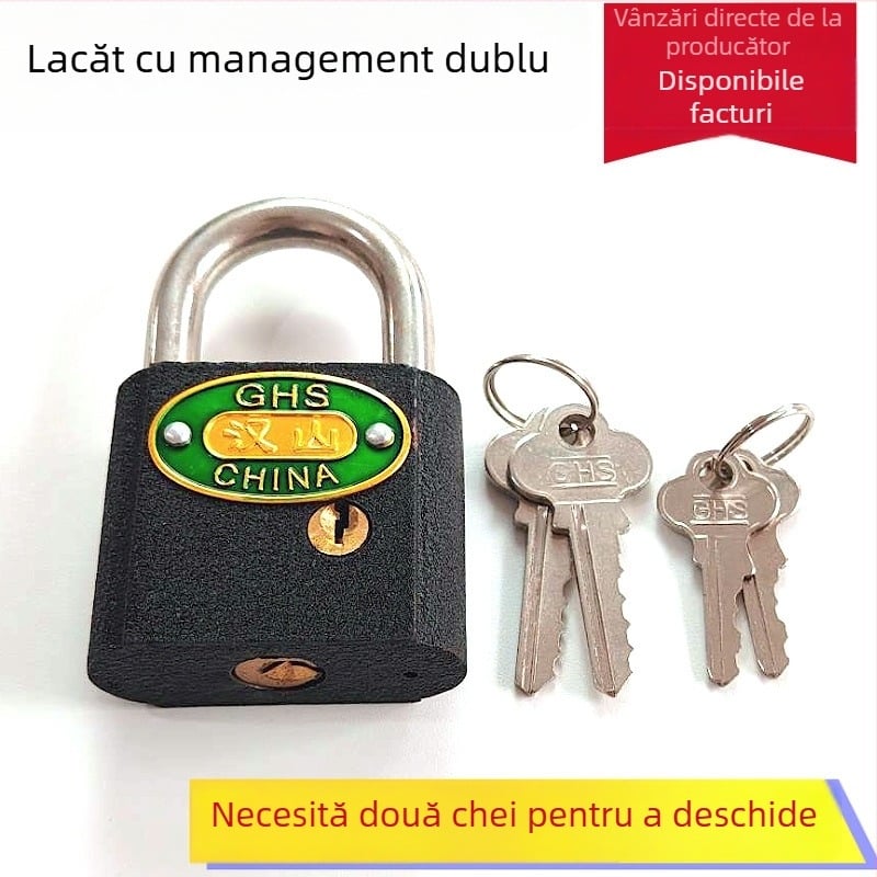 Hanshan lacăt cu două cilindri pentru gestionare în doi — lacăt de securitate pentru depozit și stație de carburanți
