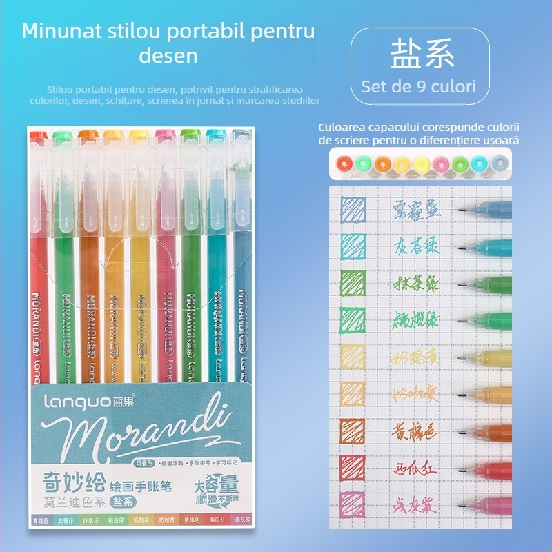 Set Blue Fruit pentru notebook: capacitate mare, pixuri gel pentru notițe, marker de evidențiere, vârf fin