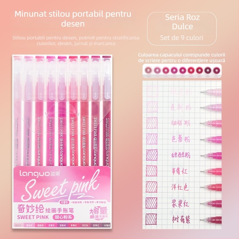 Set Blue Fruit pentru notebook: capacitate mare, pixuri gel pentru notițe, marker de evidențiere, vârf fin