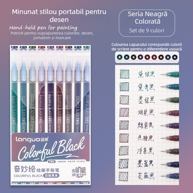 Set Blue Fruit pentru notebook: capacitate mare, pixuri gel pentru notițe, marker de evidențiere, vârf fin