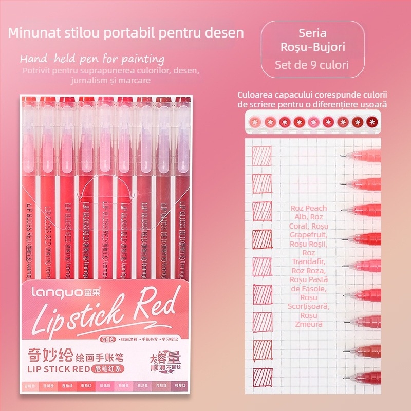 Set Blue Fruit pentru notebook: capacitate mare, pixuri gel pentru notițe, marker de evidențiere, vârf fin
