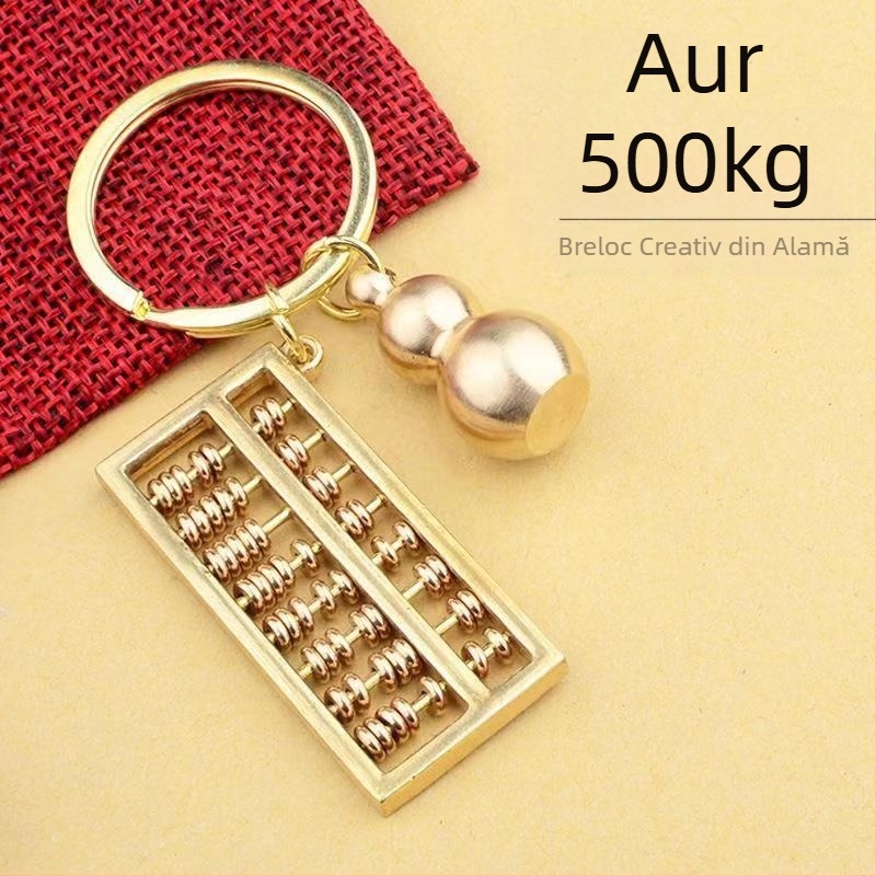 Breloc din alamă cu abakus reglabil, pandantiv în formă de dovleac și șnur cu riglă, mic accesoriu metalic, cadou unisex
