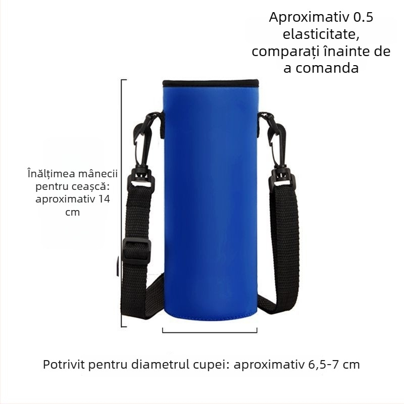 Husă pentru cană cu curea crossbody, capacitate mare, izolație pentru sticlă de apă
