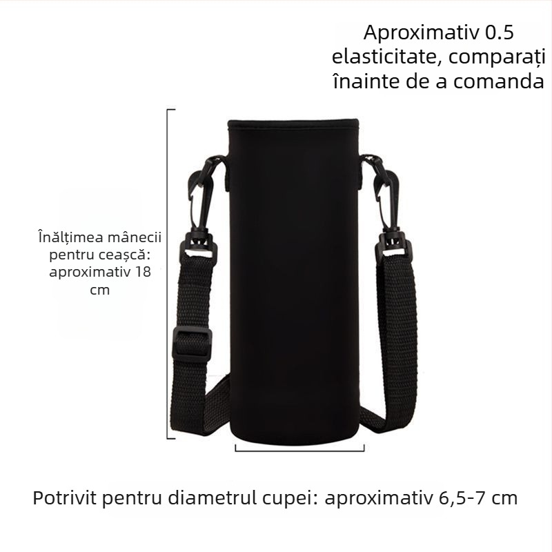 Husă pentru cană cu curea crossbody, capacitate mare, izolație pentru sticlă de apă