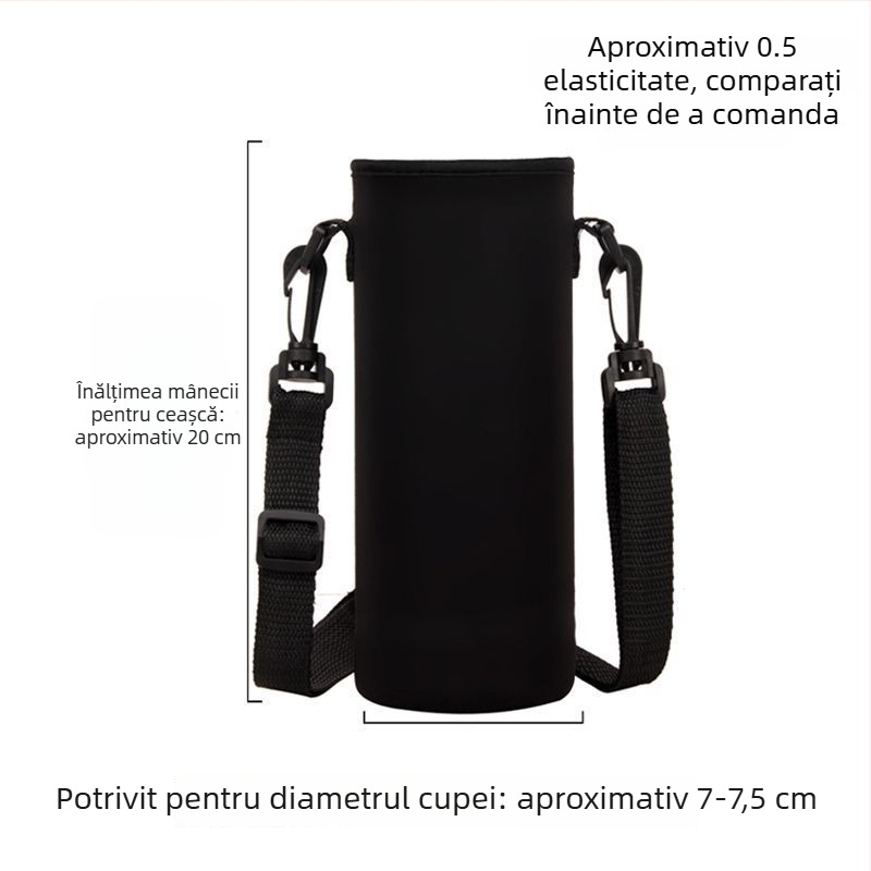 Husă pentru cană cu curea crossbody, capacitate mare, izolație pentru sticlă de apă