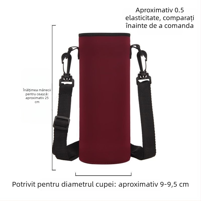 Husă pentru cană cu curea crossbody, capacitate mare, izolație pentru sticlă de apă