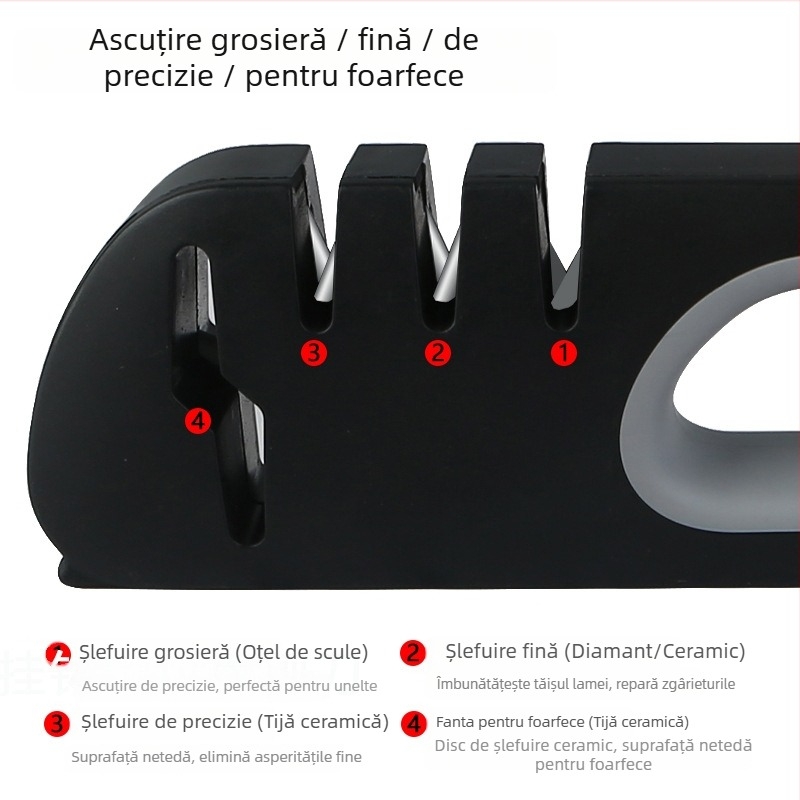 Ascutitor de cuțite cu diamant, patru trepte – multifuncțional pentru uz casnic