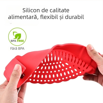 Clip silicon pentru marginea oalei, filtru pentru legume și paste, separator anti-stropire