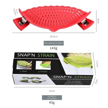 Clip silicon pentru marginea oalei, filtru pentru legume și paste, separator anti-stropire