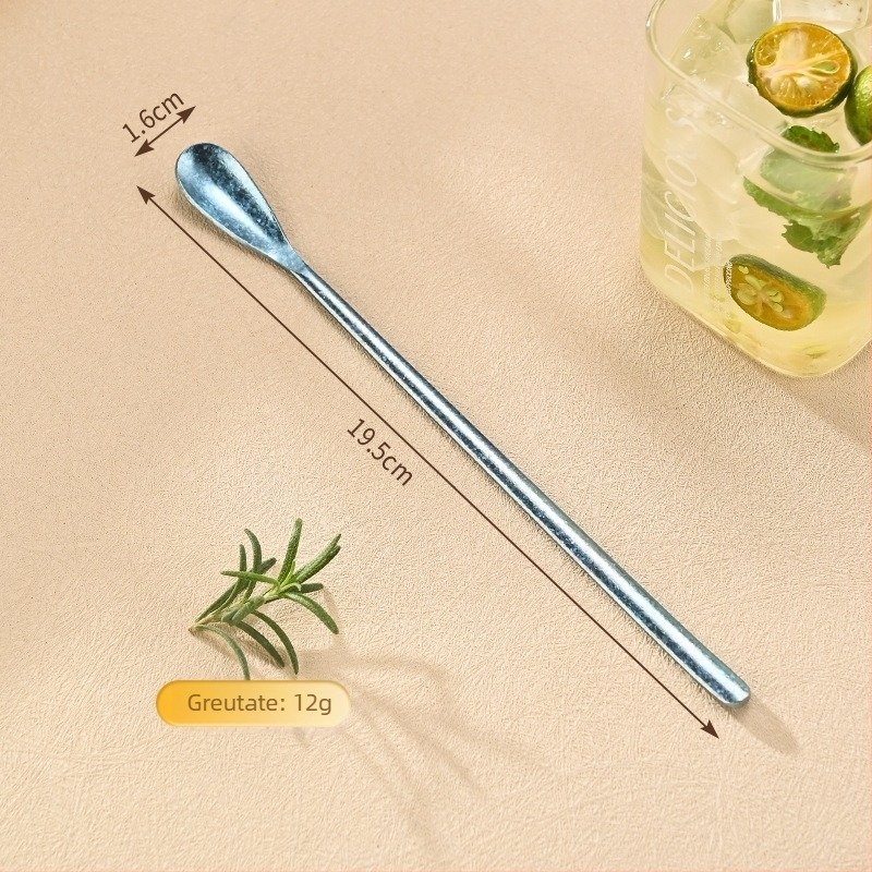 Lingură de amestec din titan cu mâner lung – pentru cocktail, gheață colorată, cafea și ceai cu lapte
