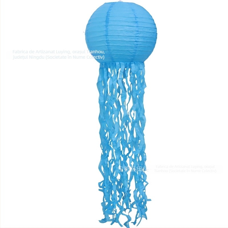 Lanterne din hârtie în formă de meduză, temă Ocean, decor pentru ziua de naștere a sirenei, lanterne suspendate colorate