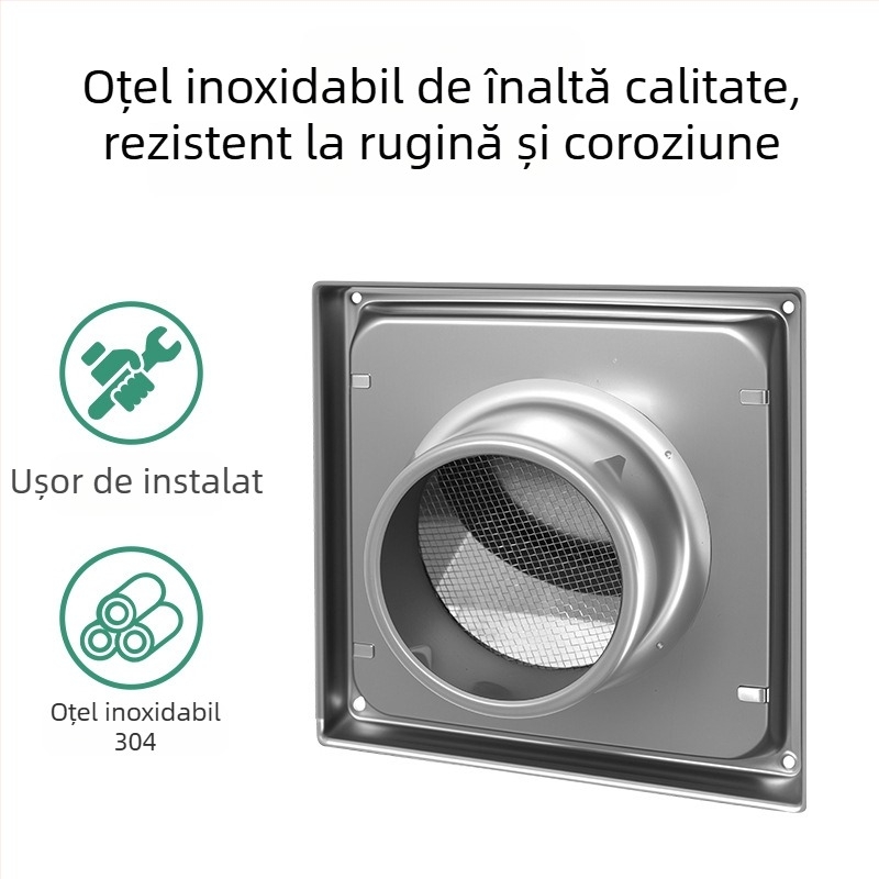 Capac de ventilație din oțel inoxidabil 304 pentru perete exterior, protecție la ploi și vânt, capac rotund pentru supapă de control a conductei de evacuare