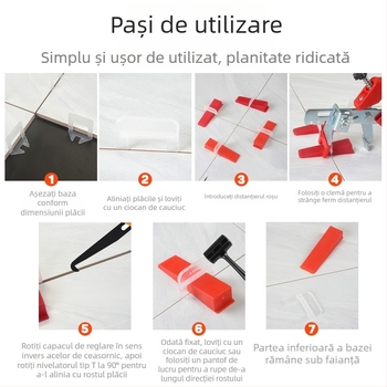 Nivelator de plăci ceramice, model de lux, cu canal ultra-fin, asistent pentru montajul plăcilor de podea, bază solidă 0,35 mm, 0,5 mm