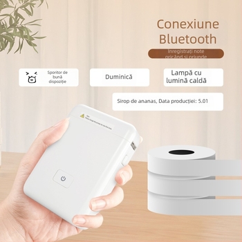 Imprimantă termică pentru etichete, Bluetooth, compactă, de buzunar, pentru uz casnic