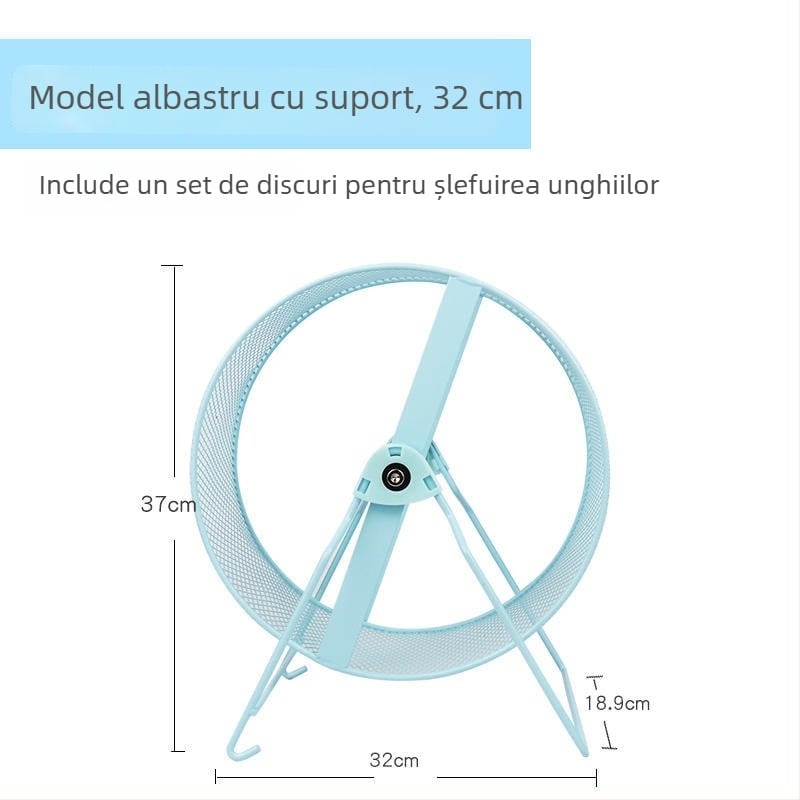 Roată de alergare montată pe perete, silențioasă, cu funcție de ascuțire a unghiilor; dimensiune mare, potrivită pentru animale mici