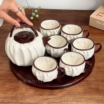 Maillard retro maro set de ceai cu ceainic ceramic și cești