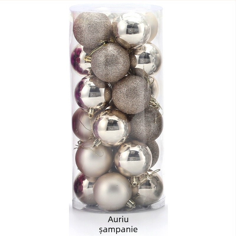 Bile de Crăciun ambalate în găleată, ornamentе lucioase pentru agățat, decorațiuni electroplate, accesorii DIY