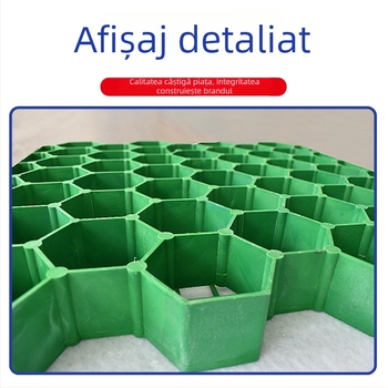 Grilă din plastic gri pentru plantarea gazonului, 5 cm, margine plată, pentru versanți și parcări