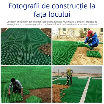 Grilă din plastic gri pentru plantarea gazonului, 5 cm, margine plată, pentru versanți și parcări