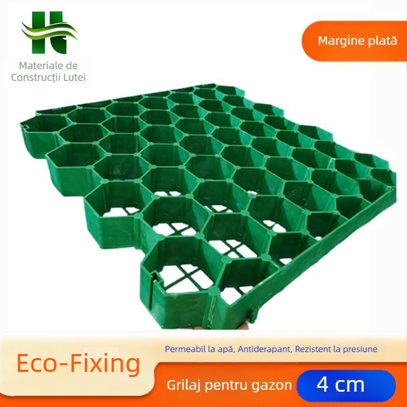 Grilă din plastic gri pentru plantarea gazonului, 5 cm, margine plată, pentru versanți și parcări