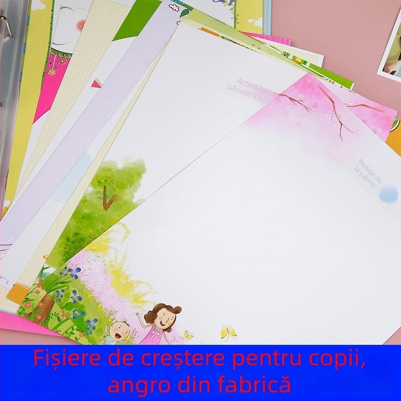 Carte de creștere A4 pentru grădiniță și școala primară – pagini color, album foto cu copertă PP, 16–20 pagini, șablon universal