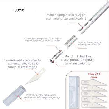 Cuțit multifuncțional din aliaj Bo Yi Xuan pentru tăierea hârtiei și proiecte DIY